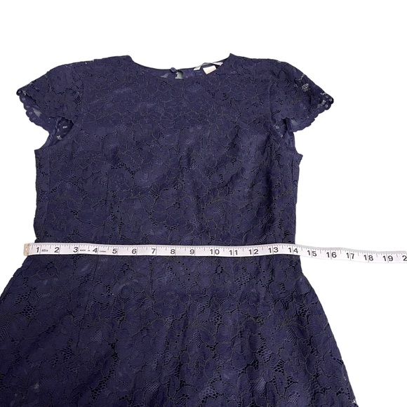 New!! H&M Short Sleeve Lace Midi Dark Blue Dress Size 6 - Picture 9 of 13